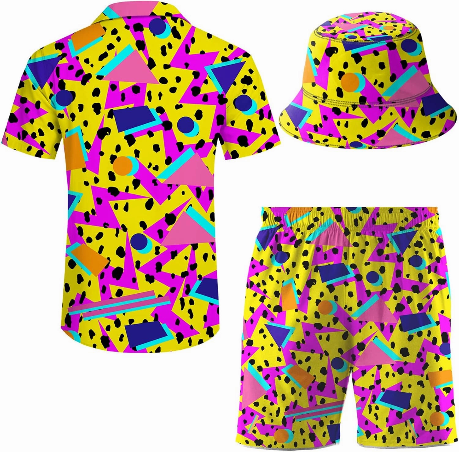 Men's 2 Piece Tracksuit Hawaiian Shirt Shorts Button Down Shirt and Shorts Sets with Bucket Hats