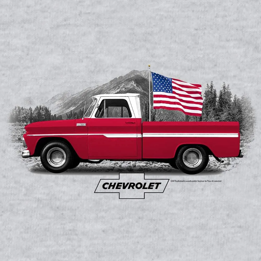 Men's Chevrolet C10 Truck Shirt - 1965 Chevy Pickup American Flag Shirt