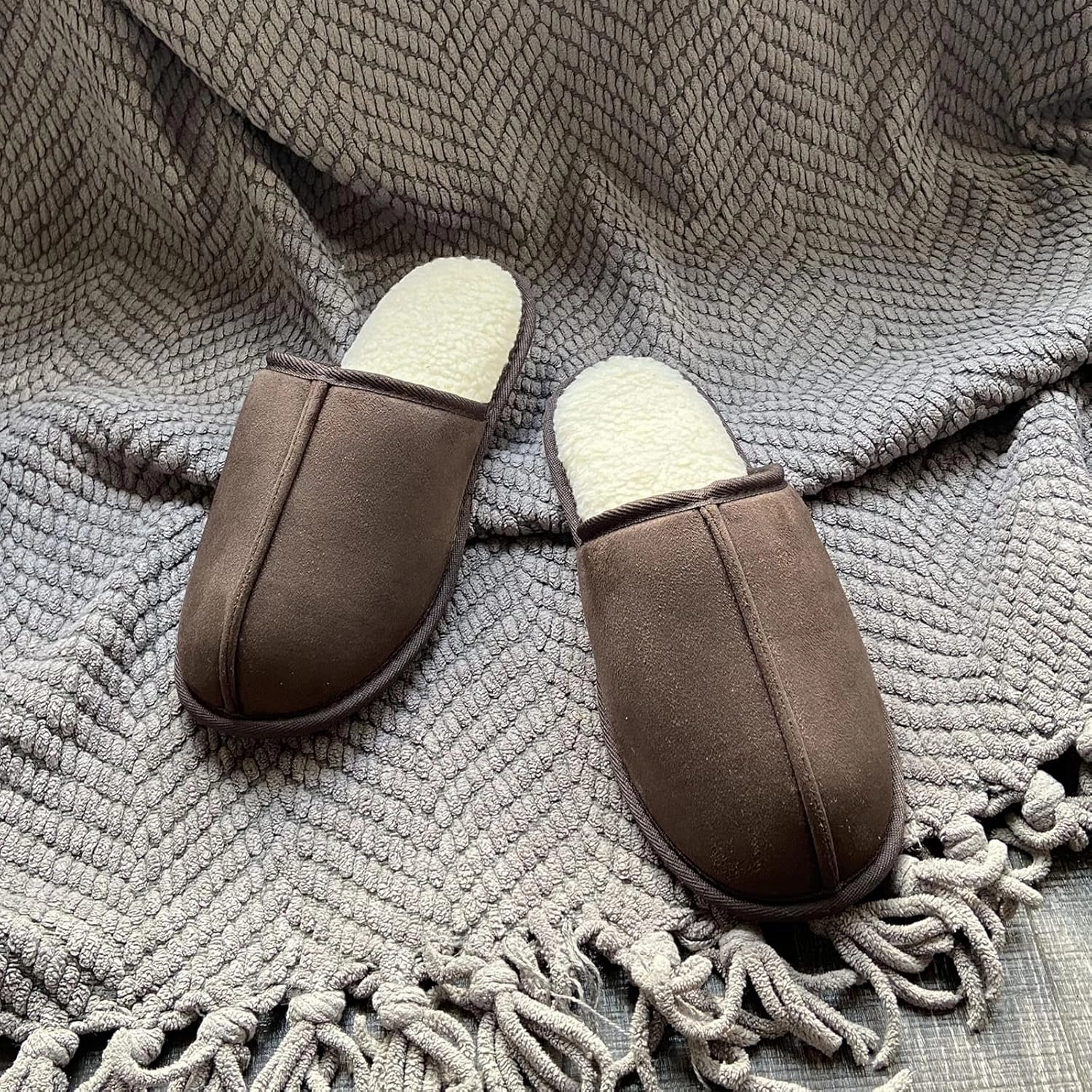 Mens Scuff Slippers Micro Suede Memory Foam Slide Clogs Slip on Indoor Outdoor House Shoes