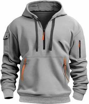 Mens Sports Casual Full Zipper Long Sleeved Hooded Hooded Sweater Zipper Closure Hoodie Slim Fit Fleece Sweatshirt