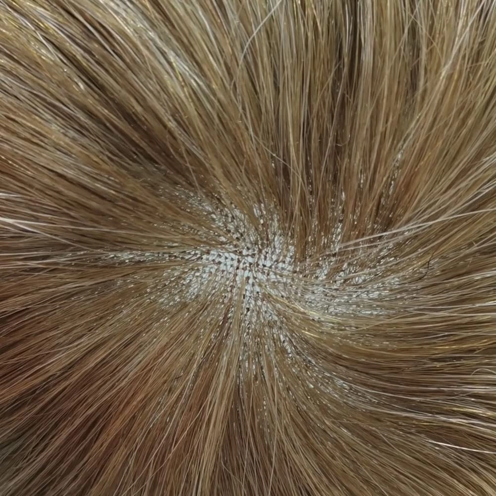 Mens Toupee Hair Piece For Men Human Hair Replacement System French Lace Male Hair Prosthesis Toupee For Men Hairpieces 7x9Light to medium density#1740 17# DARK ASH BLONDE 40% GREY