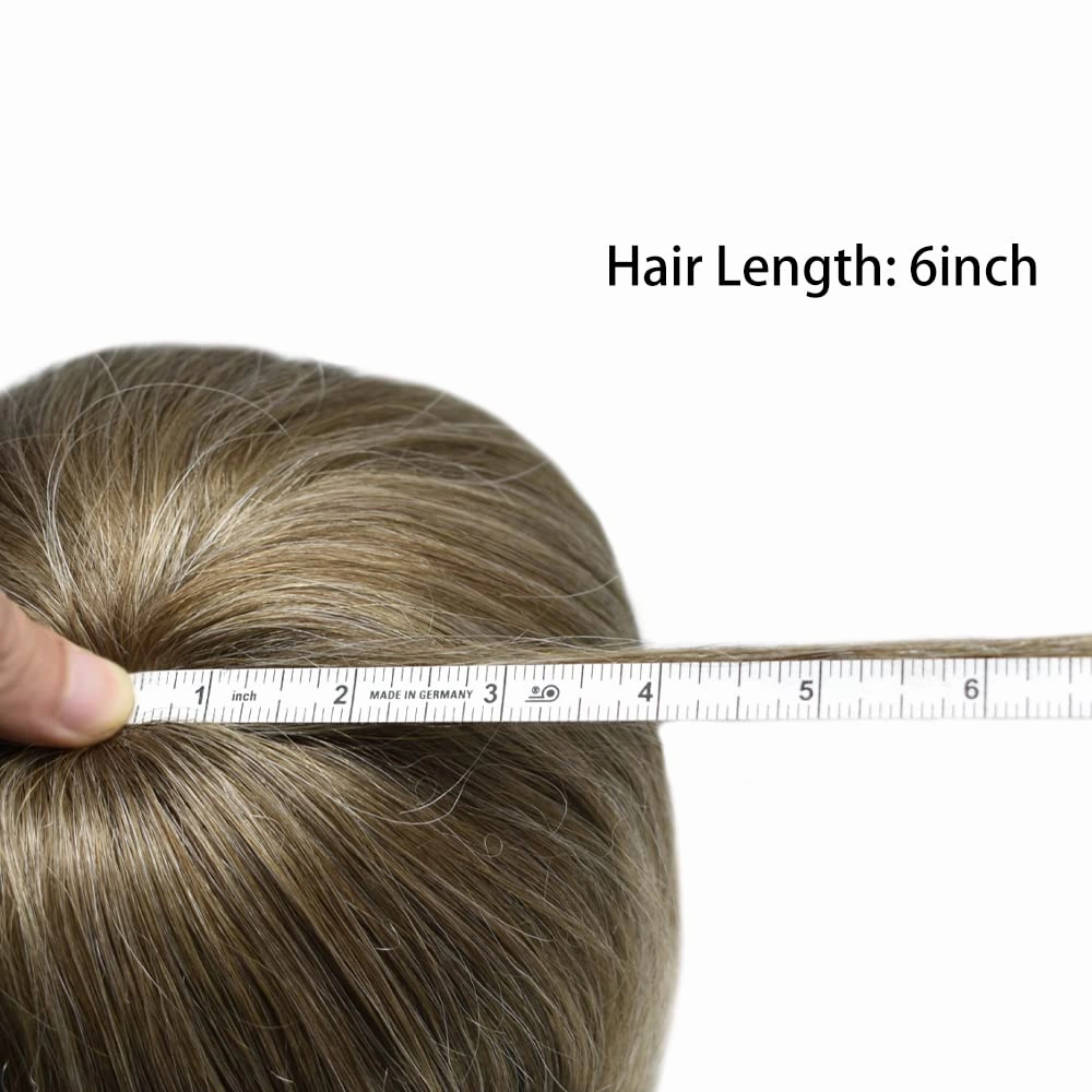 Mens Toupee Hair Piece For Men Human Hair Replacement System French Lace Male Hair Prosthesis Toupee For Men Hairpieces 7x9Light to medium density#1740 17# DARK ASH BLONDE 40% GREY