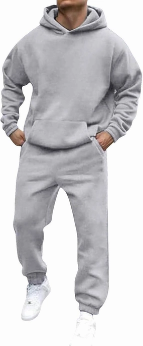 Mens Track Suits 2 Piece Set Long Sleeve Hooded Sweatshirts Drawstring Running Pants 80s 90s Jogginig Sweat Outfits