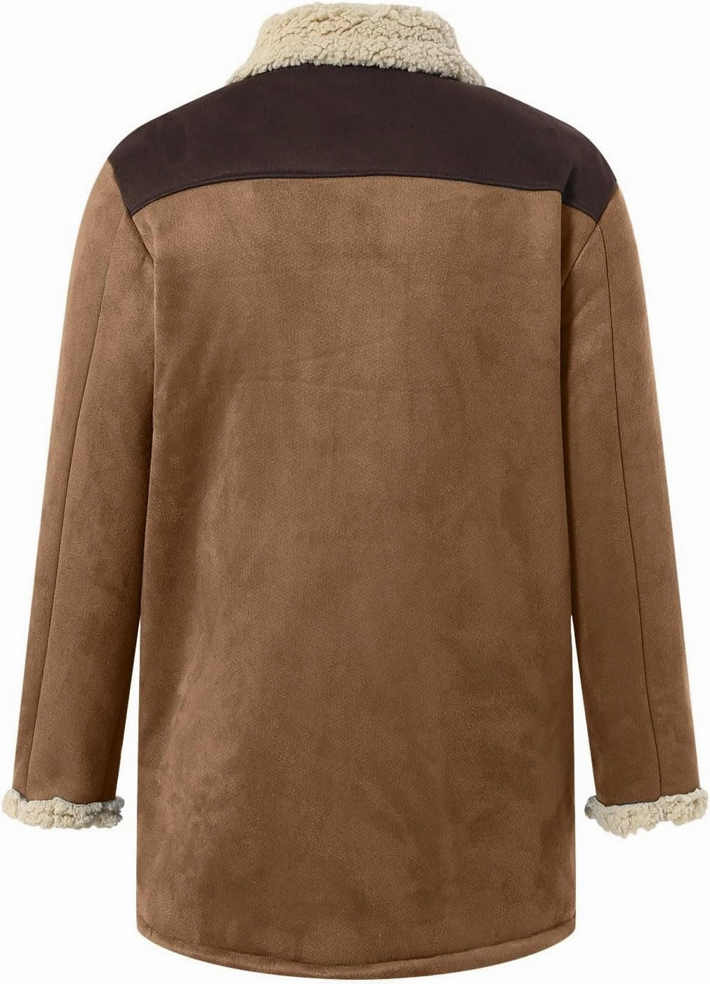 Mens Western Cowboy Jacket Distressed Suede Long Trench Coats Zip Up Sherpa Collar Faux Leather Outdoor Jacket