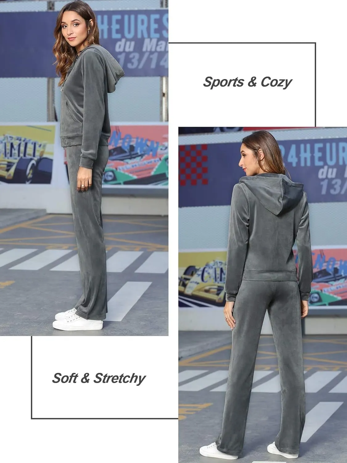 MessBebe Womens Sports Outfits Set 2 Piece Tracksuits for Women Workout Sweatsuits Long Sleeve Hoodie Sweatshirt Pants