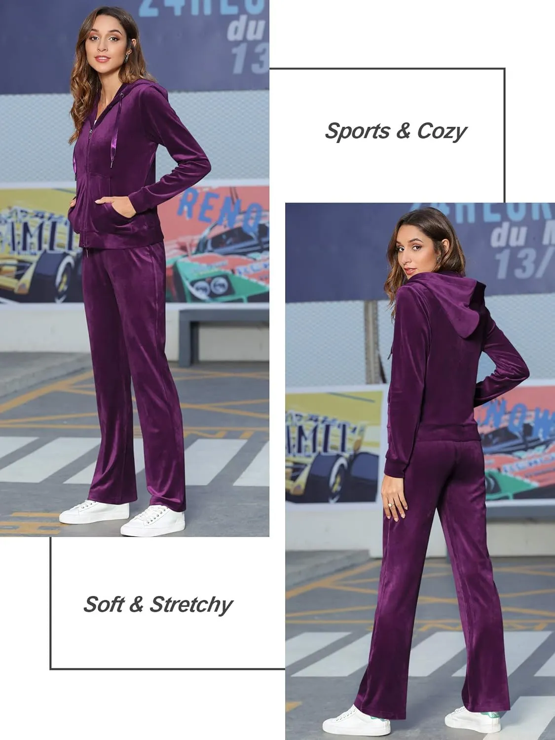 MessBebe Womens Sports Outfits Set 2 Piece Tracksuits for Women Workout Sweatsuits Long Sleeve Hoodie Sweatshirt Pants
