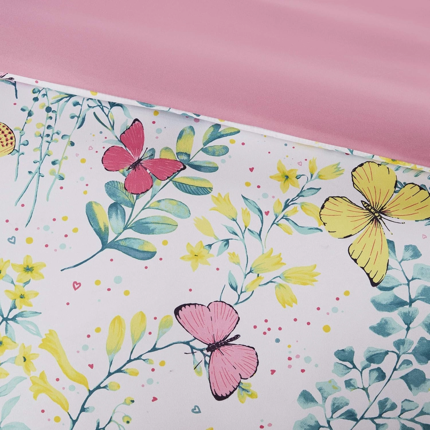 Mi Zone Kids Cynthia Comforter for Girls Microfiber Animal Butterfly Print, Modern All Season Down Alternative Kids Bed Set, Matching Sham, Decorative Pillow, Twin, Pink 3 Piece