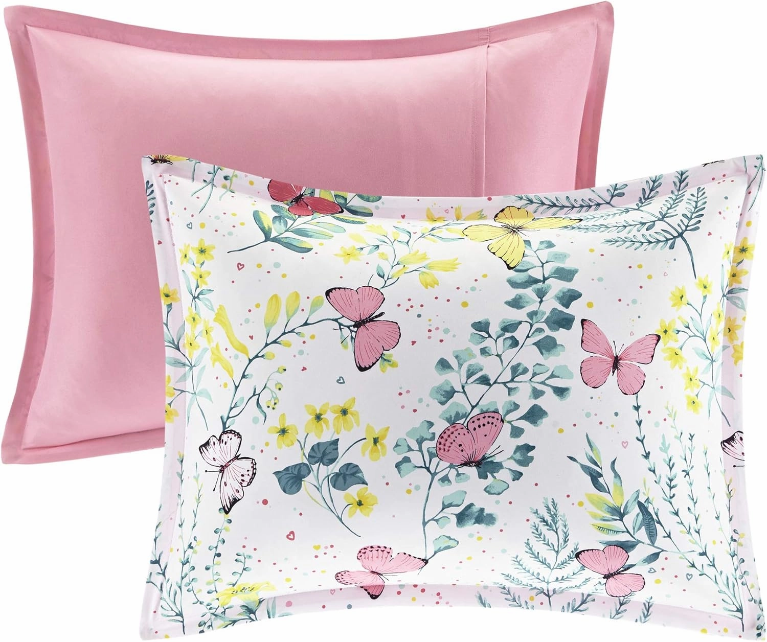 Mi Zone Kids Cynthia Comforter for Girls Microfiber Animal Butterfly Print, Modern All Season Down Alternative Kids Bed Set, Matching Sham, Decorative Pillow, Twin, Pink 3 Piece