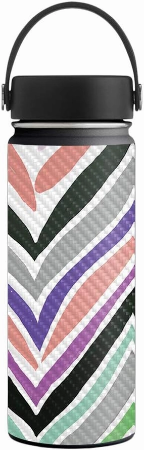 MightySkins Carbon Fiber Skin for 18 oz. Wide Mouth - Colorful Chevron | Protective, Durable Textured Carbon Fiber Finish | Easy to Apply, Remove, and Change Styles | Made in The USA