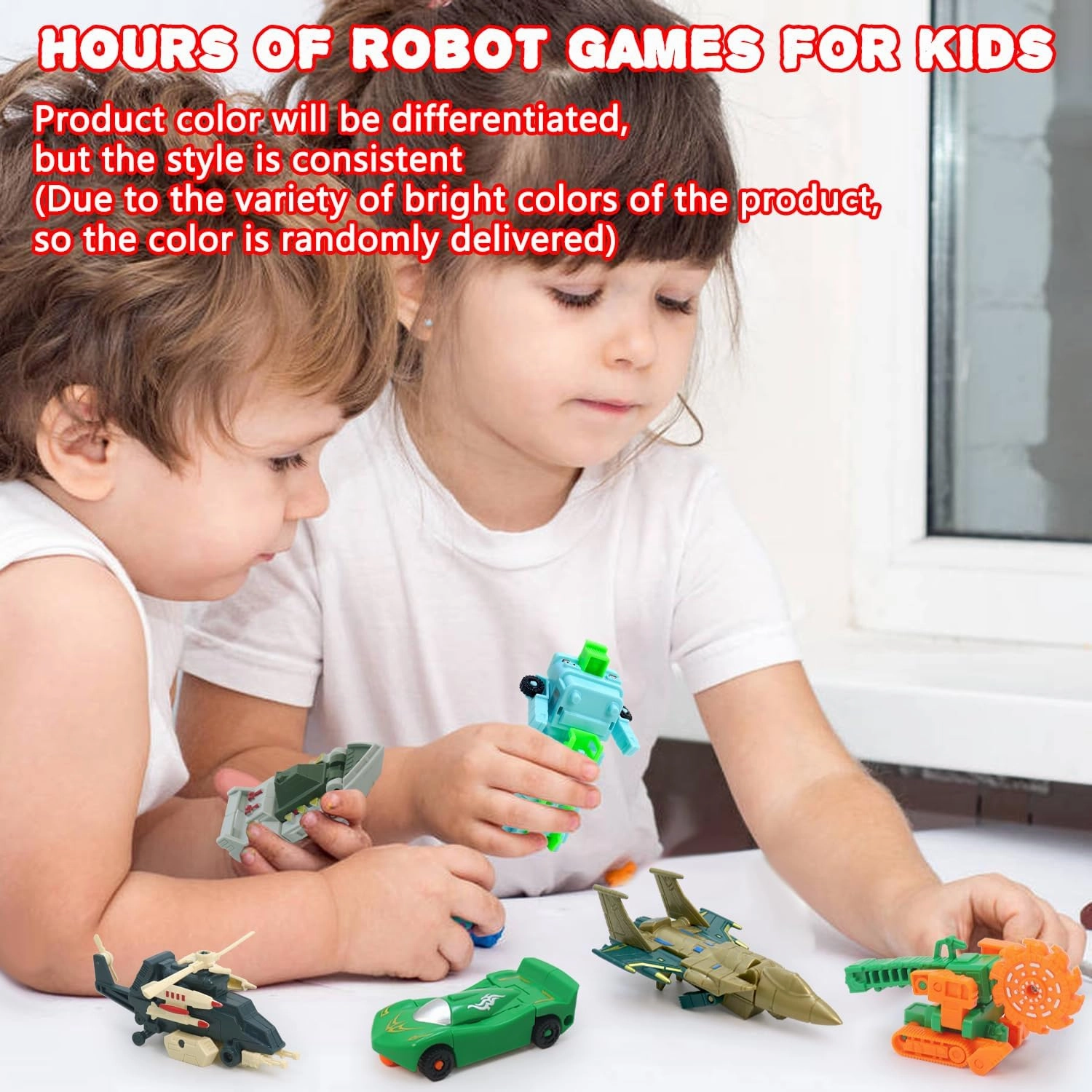 Mini Transform Robot for Toddler, 4.5-inch Converting Action Figures, 16 Collectible Rescue Vehicle Construction-Bot Playset Boys Hero Figure Modified Bots Kids Birthday Gift Easter Gift