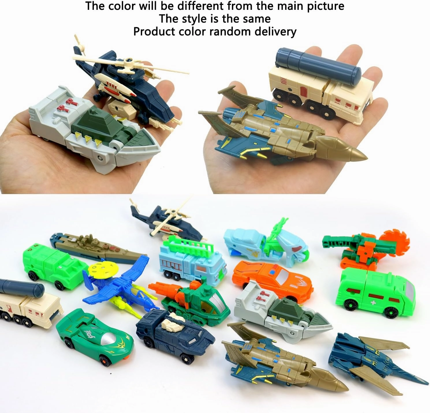 Mini Transform Robot for Toddler, 4.5-inch Converting Action Figures, 16 Collectible Rescue Vehicle Construction-Bot Playset Boys Hero Figure Modified Bots Kids Birthday Gift Easter Gift