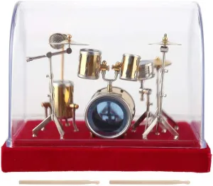 Miniature Musical Instrument Drum Set Model, Mini Ornaments Craft Home Decor Display Drum Set Model(18cm)