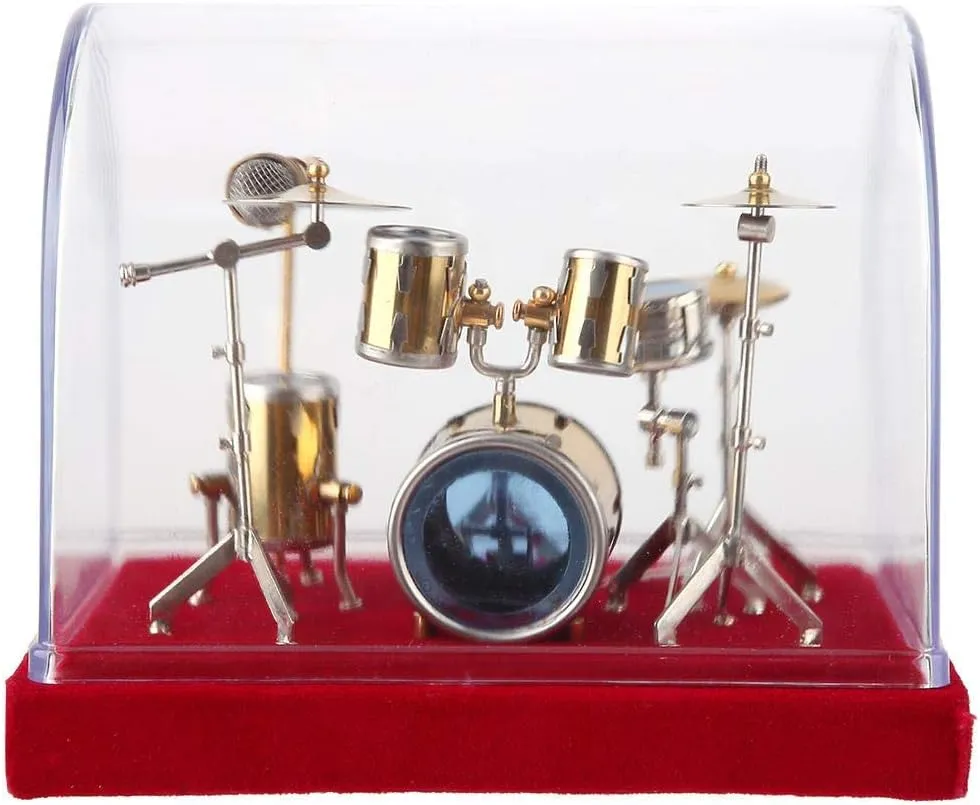 Miniature Musical Instrument Drum Set Model, Mini Ornaments Craft Home Decor Display Drum Set Model(18cm)