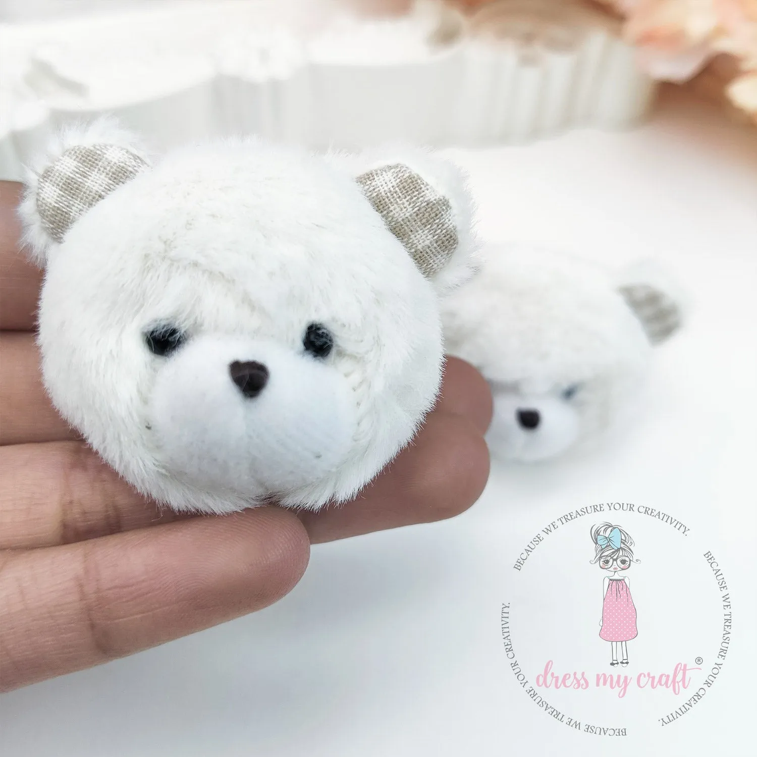 Miniature Snowy Fluff Teddy Bear Head