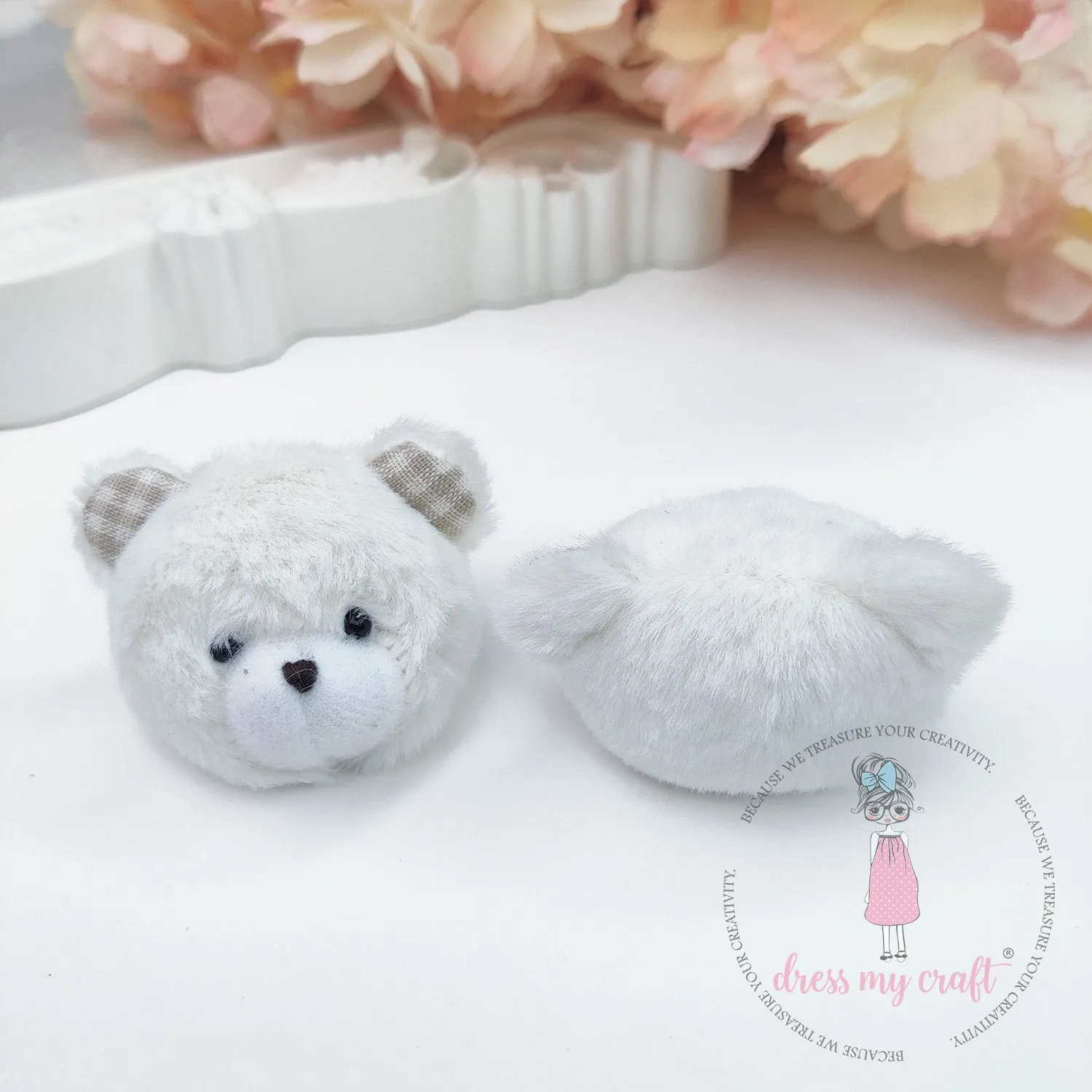 Miniature Snowy Fluff Teddy Bear Head