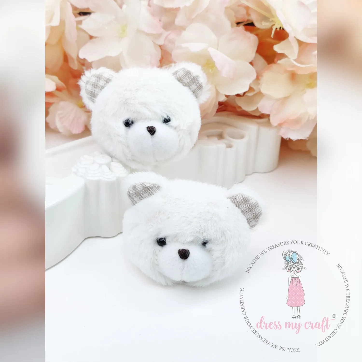 Miniature Snowy Fluff Teddy Bear Head