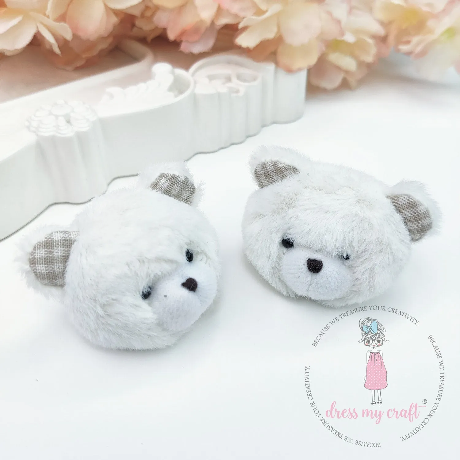 Miniature Snowy Fluff Teddy Bear Head