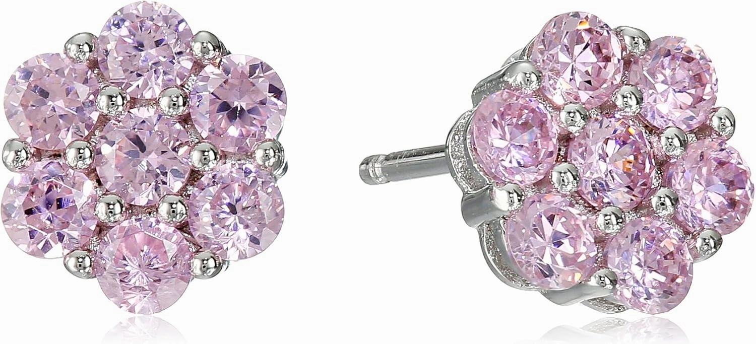 Miss Crislu Girls' Sterling Silver Cubic Zirconia Cluster Stud Earrings