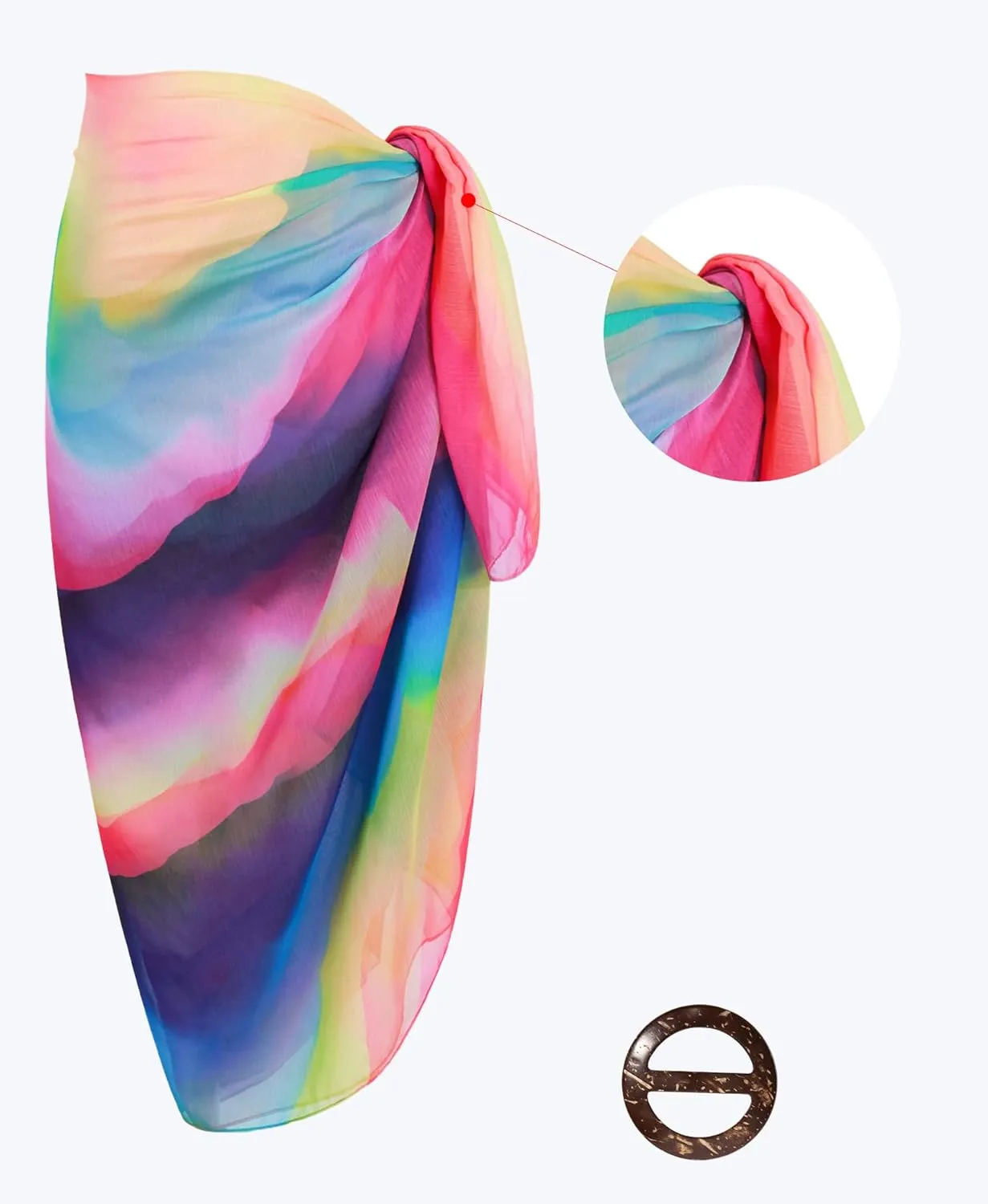 MissShorthair Womens Chiffon Beach Pareos Sarong Sheer Swimsuit Cover Ups Swimwear Bikini Wrap