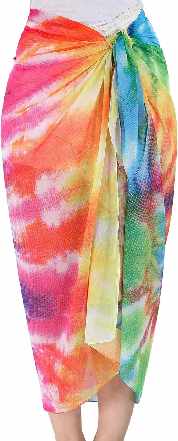 MissShorthair Womens Chiffon Beach Pareos Sarong Sheer Swimsuit Cover Ups Swimwear Bikini Wrap