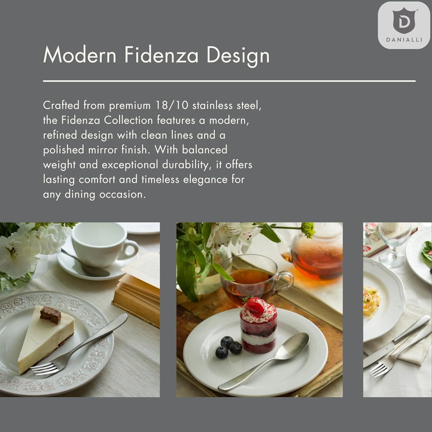 Modern Fidenza Silverware Set - 18/10 Stainless Steel Flatware Set for Elegant Dining - Dishwasher Safe Cutlery Set (30-Piece)