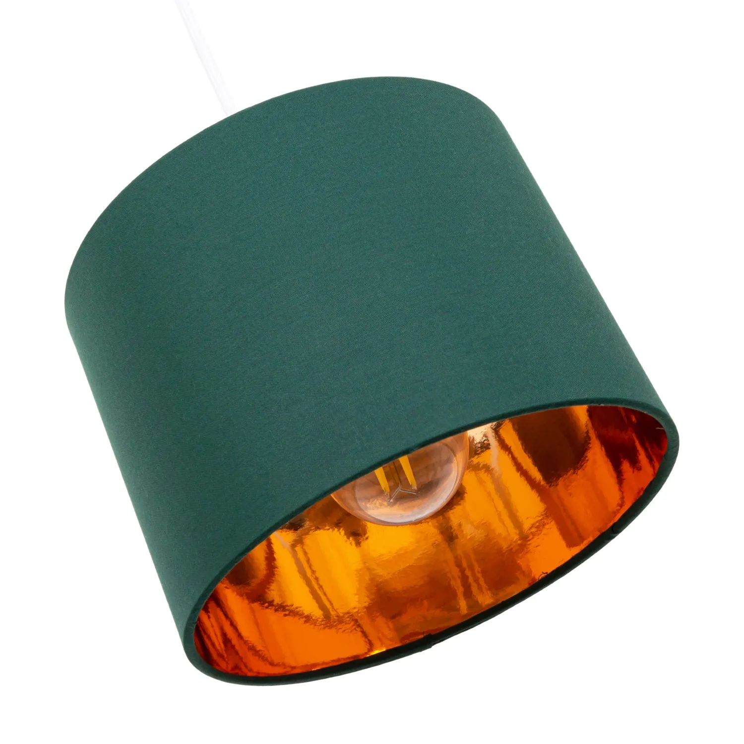Modern Forest Green Cotton Fabric Small 8" Lamp Shade with Shiny Copper Inner
