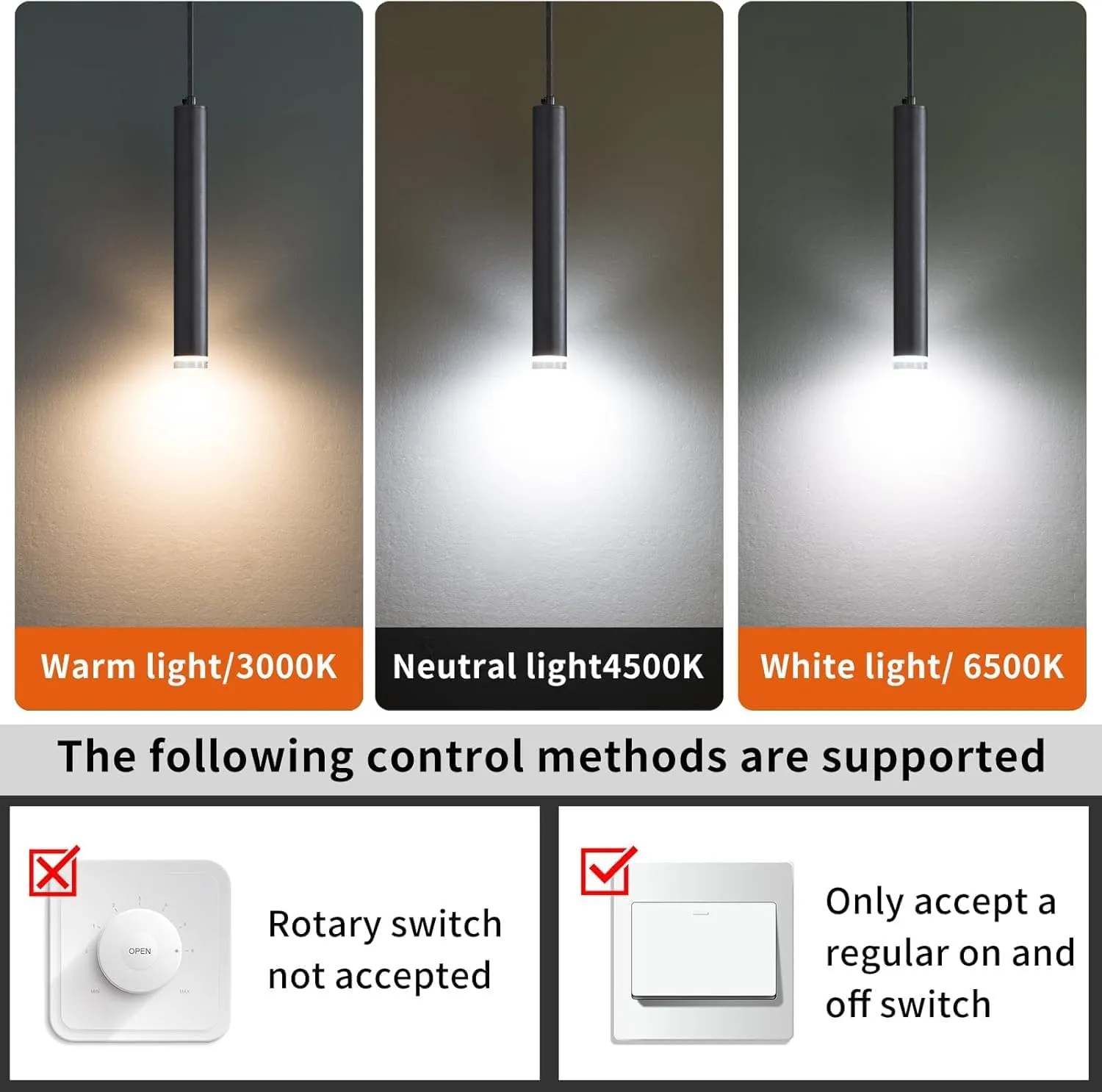 Modern Kitchen Island Pendent Lights, Black Minimalist Ceiling Hanging Light Fixtures, 3 Color 3000K/4500K/6500K, Adjustable Height, Mini Linear LED Chandeliers for Dining Room, Bedroom, Living Room