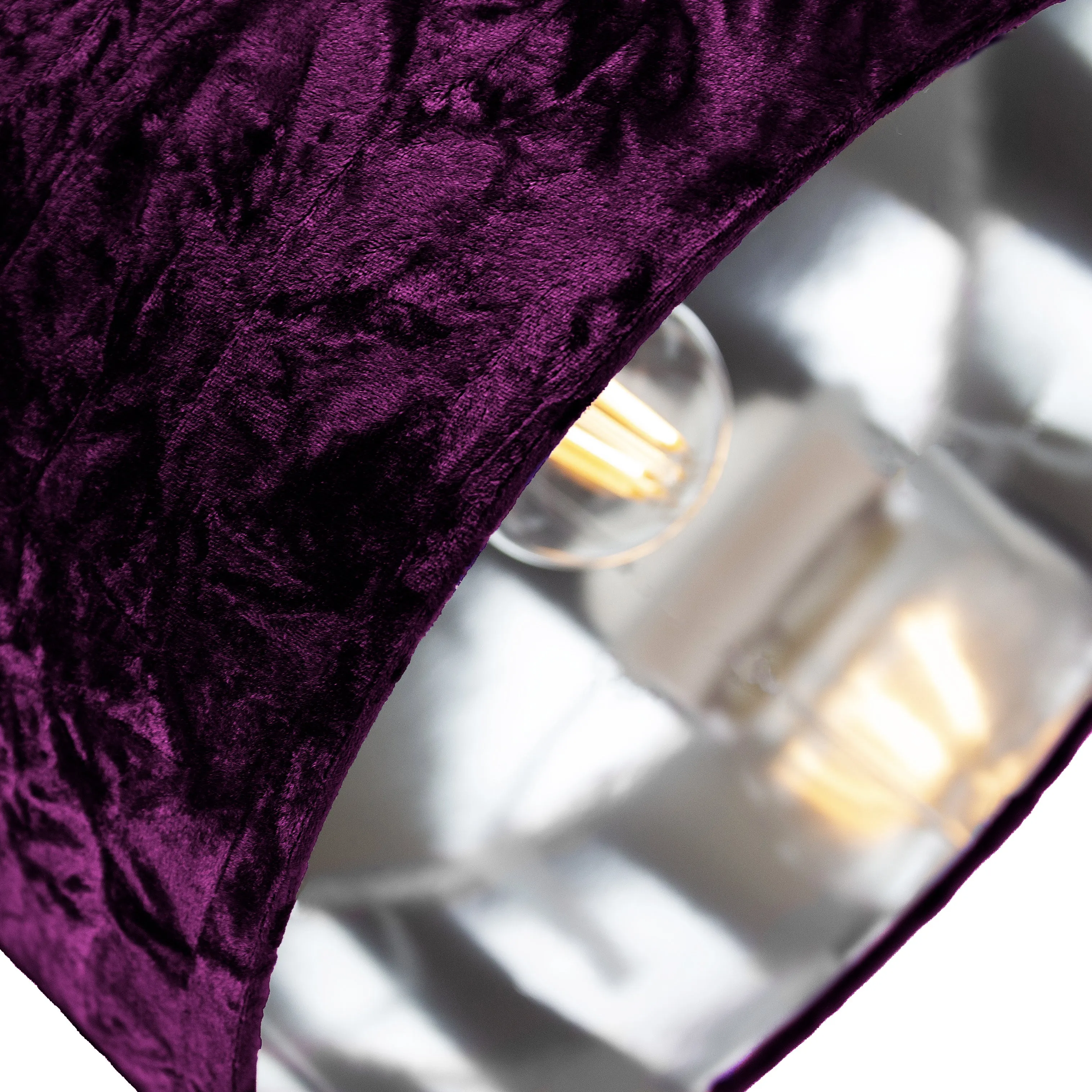 Modern Purple Crushed Velvet 12" Table/Pendant Lampshade with Shiny Silver Inner