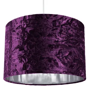 Modern Purple Crushed Velvet 12" Table/Pendant Lampshade with Shiny Silver Inner