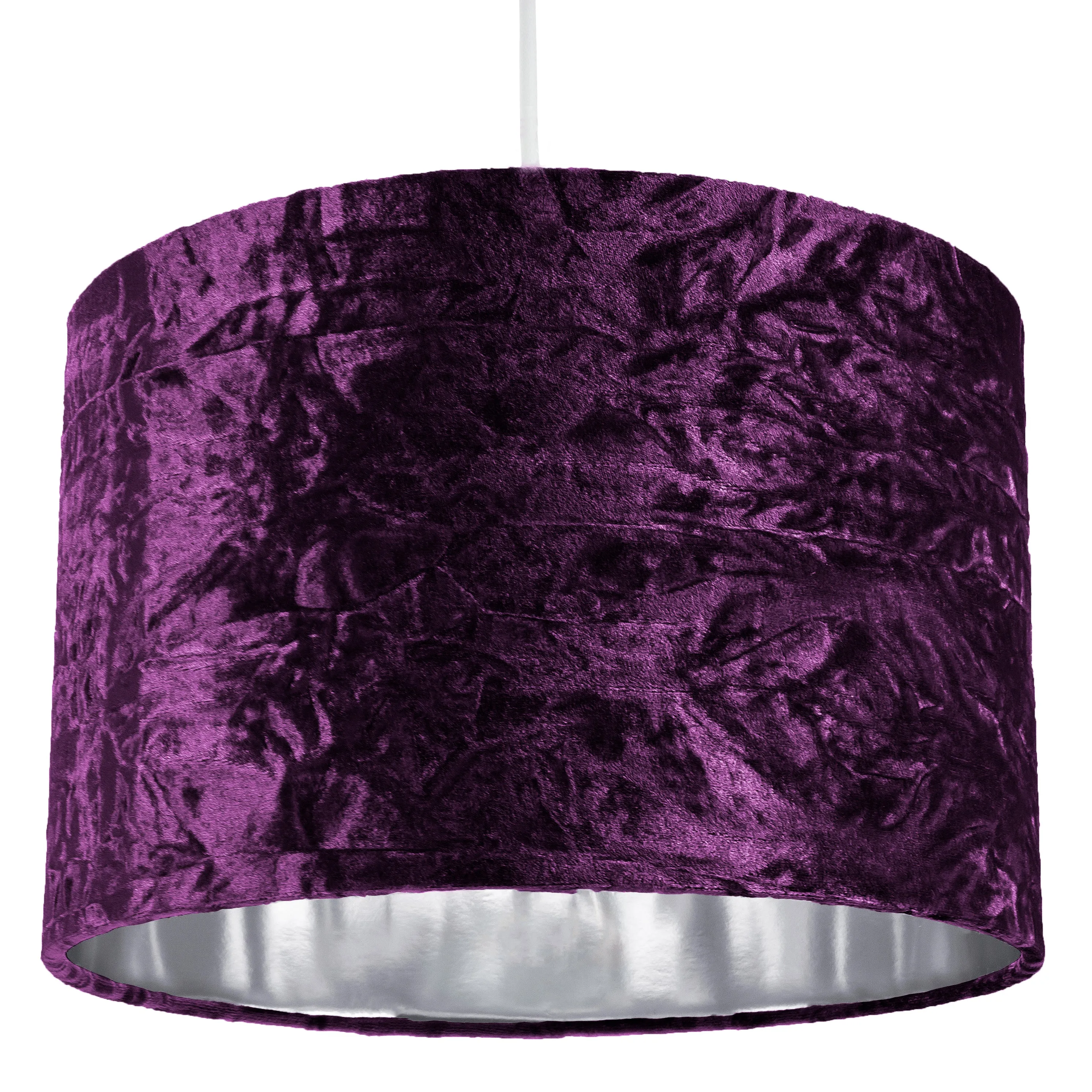 Modern Purple Crushed Velvet 12" Table/Pendant Lampshade with Shiny Silver Inner
