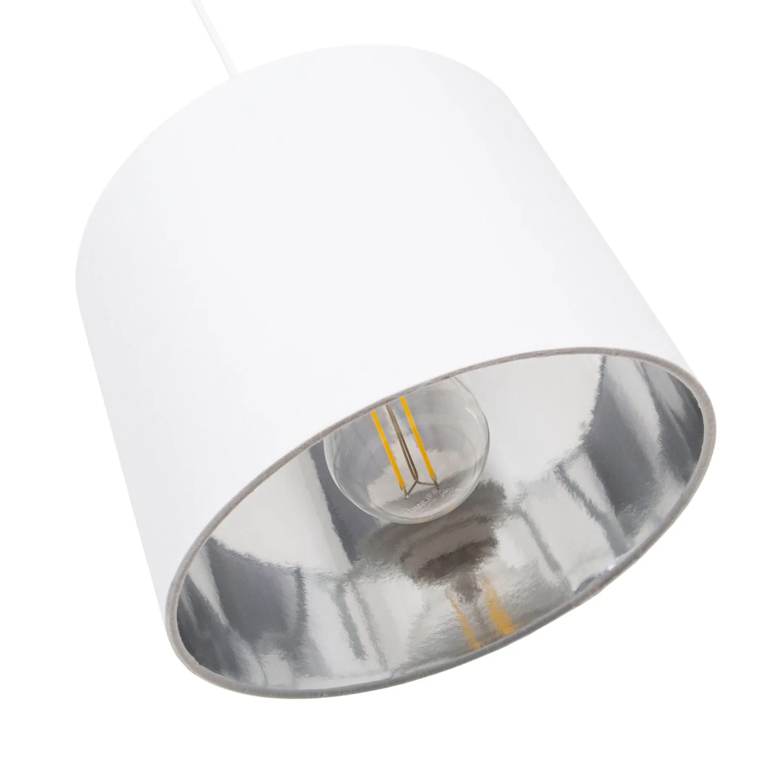 Modern White Cotton Fabric Small 8" Lamp Shade with Shiny Silver Inner
