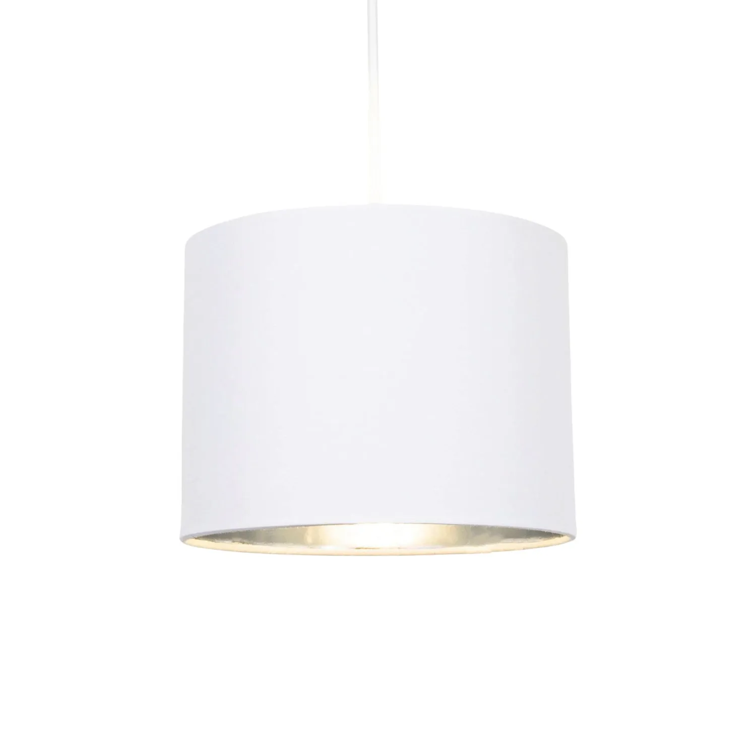 Modern White Cotton Fabric Small 8" Lamp Shade with Shiny Silver Inner