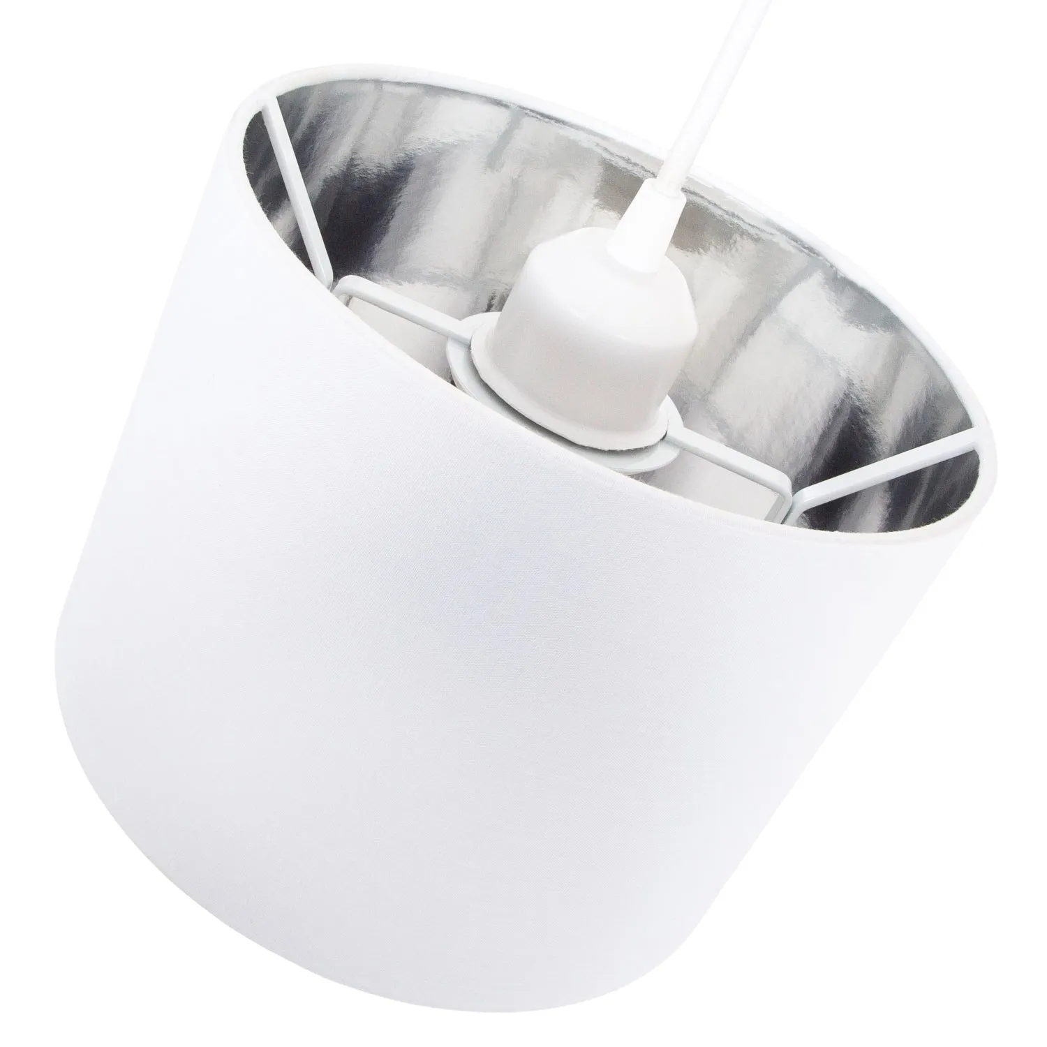 Modern White Cotton Fabric Small 8" Lamp Shade with Shiny Silver Inner