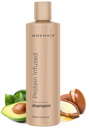 MOEHAIR Protein Infused Shampoo (12 Fl Oz) | Anti-Frizz, Moisturizing & Detox for All Hair Types | With Proteins, Natural Oils & Vitamin E & B5 | Sulfate & Paraben-Free Clarifying