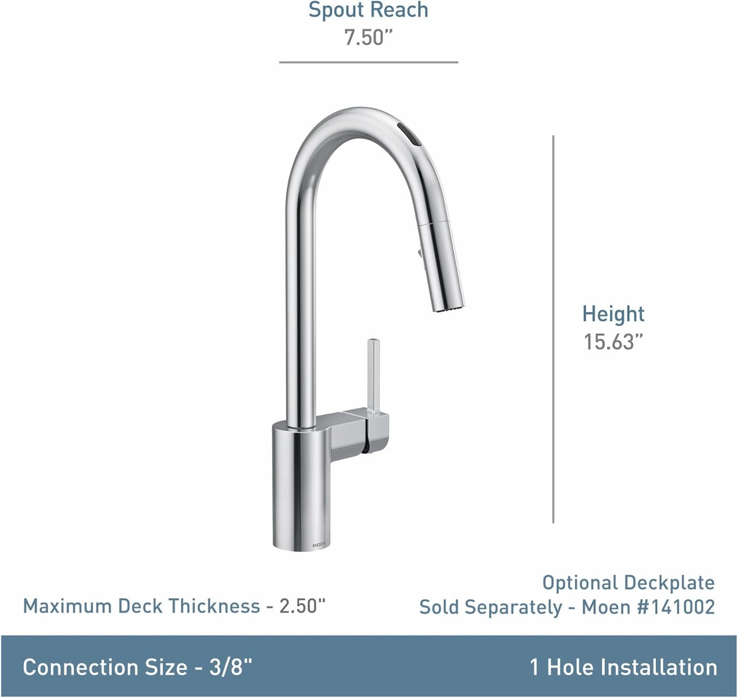 Moen 7565EVBL Align Smart Touchless Pull Down Sprayer Kitchen Faucet with Voice Control and Power Boost, Matte Black