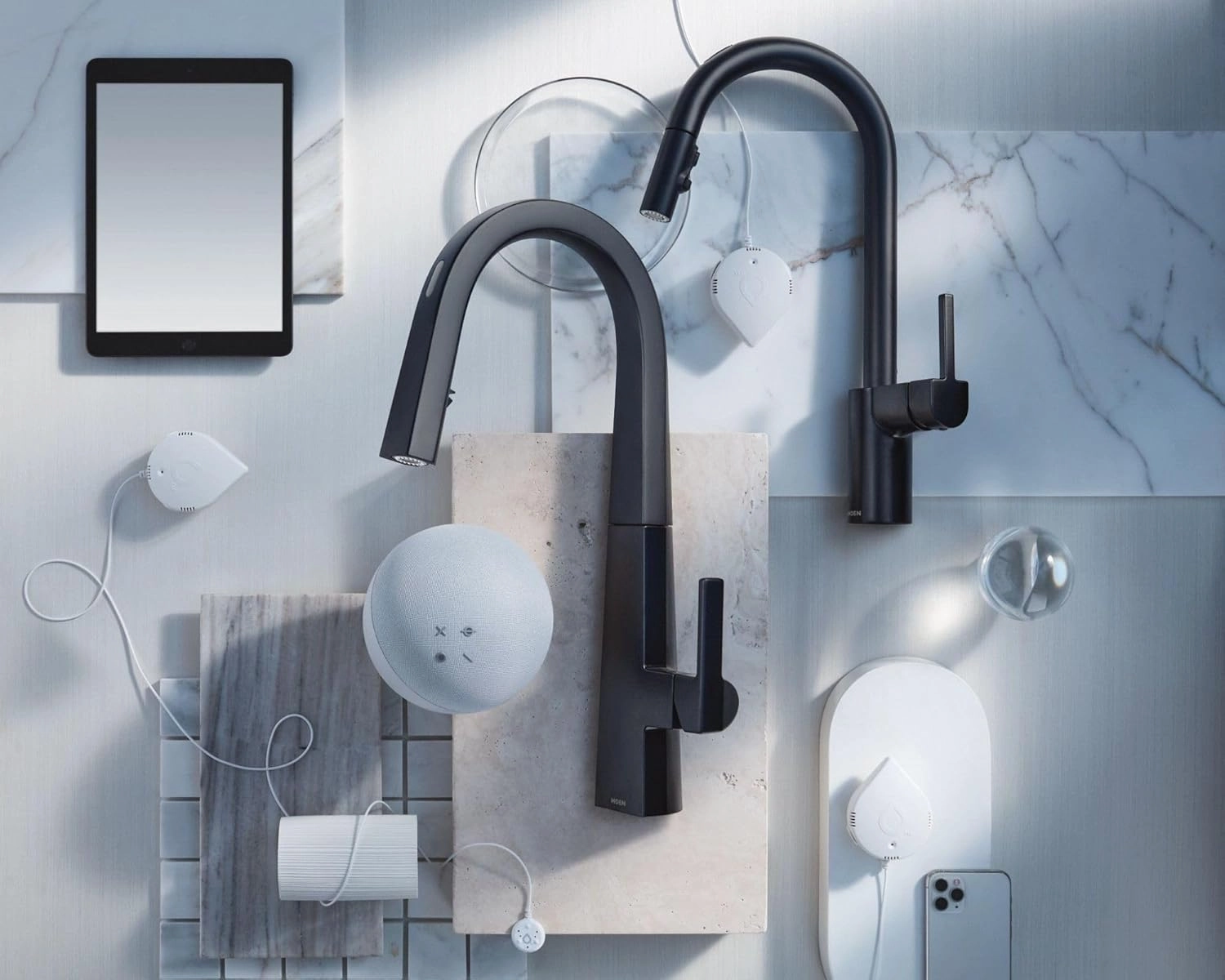 Moen 7565EVBL Align Smart Touchless Pull Down Sprayer Kitchen Faucet with Voice Control and Power Boost, Matte Black
