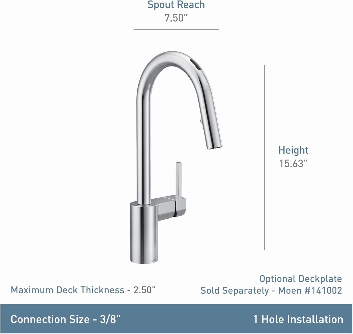 Moen 7565EVBL Align Smart Touchless Pull Down Sprayer Kitchen Faucet with Voice Control and Power Boost, Matte Black