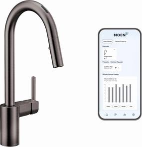 Moen 7565EVBLS Align Smart Touchless Pull Down Sprayer Kitchen Faucet with Voice Control and Power Boost, Spot Resist Black Stainless