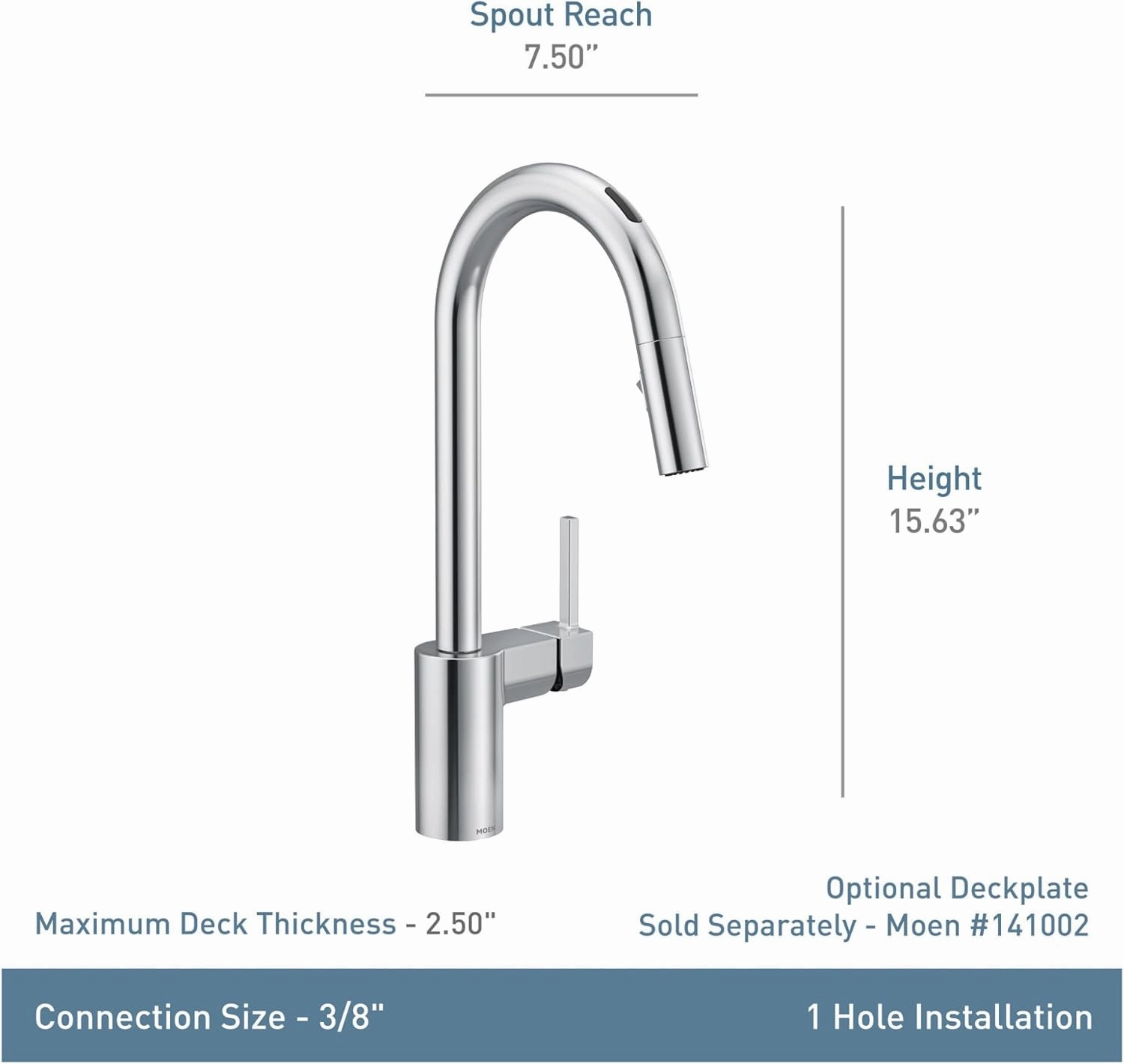 Moen 7565EVBLS Align Smart Touchless Pull Down Sprayer Kitchen Faucet with Voice Control and Power Boost, Spot Resist Black Stainless