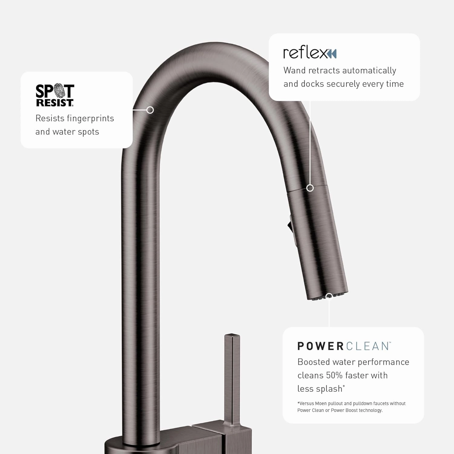 Moen 7565EVBLS Align Smart Touchless Pull Down Sprayer Kitchen Faucet with Voice Control and Power Boost, Spot Resist Black Stainless