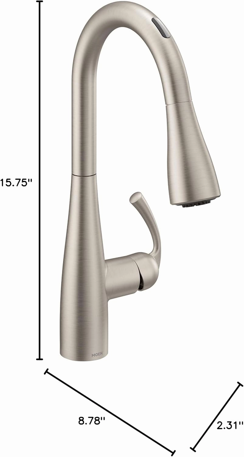 Moen Essie Spot Resist Stainless Smart Faucet Touchless Pull Down Sprayer Kitchen Faucet with Voice Control and Power Boost, 87014EVSRS