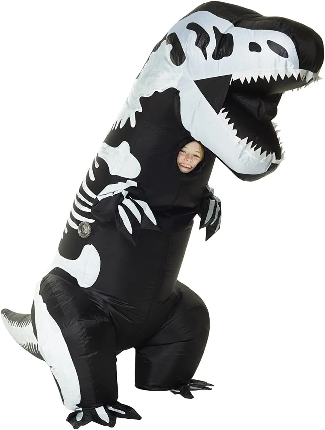 Morph Skeleton Inflatable Dinosaur Costume Kids Halloween, Blow Up Dinosaur Outfit for Kids, Fun Inflatable Costume