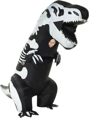 Morph Skeleton Inflatable Dinosaur Costume Kids Halloween, Blow Up Dinosaur Outfit for Kids, Fun Inflatable Costume