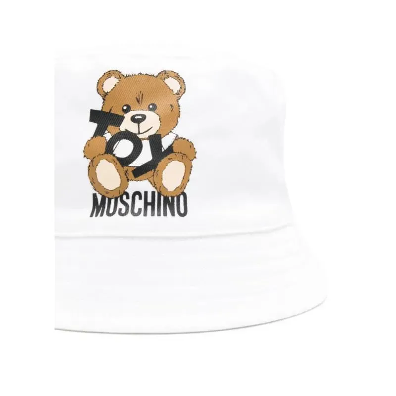 Moschino Baby - Unisex Toy Bear Logo Print Bucket Hat With Gift Box, White