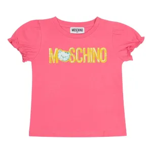 Moschino Pink Teddy Bear Printed Cotton T-Shirt
