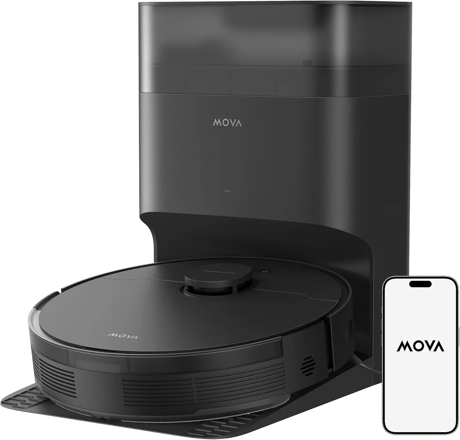 MOVA S10 Plus Robot Vacuum with Self-Empty Dock, 7000Pa Suction, Liftable Brush, Hands-Free Cleaning for up to 90 Days with 4L Dust Bag, PreciSense LiDAR Navigation, App & Voice Control