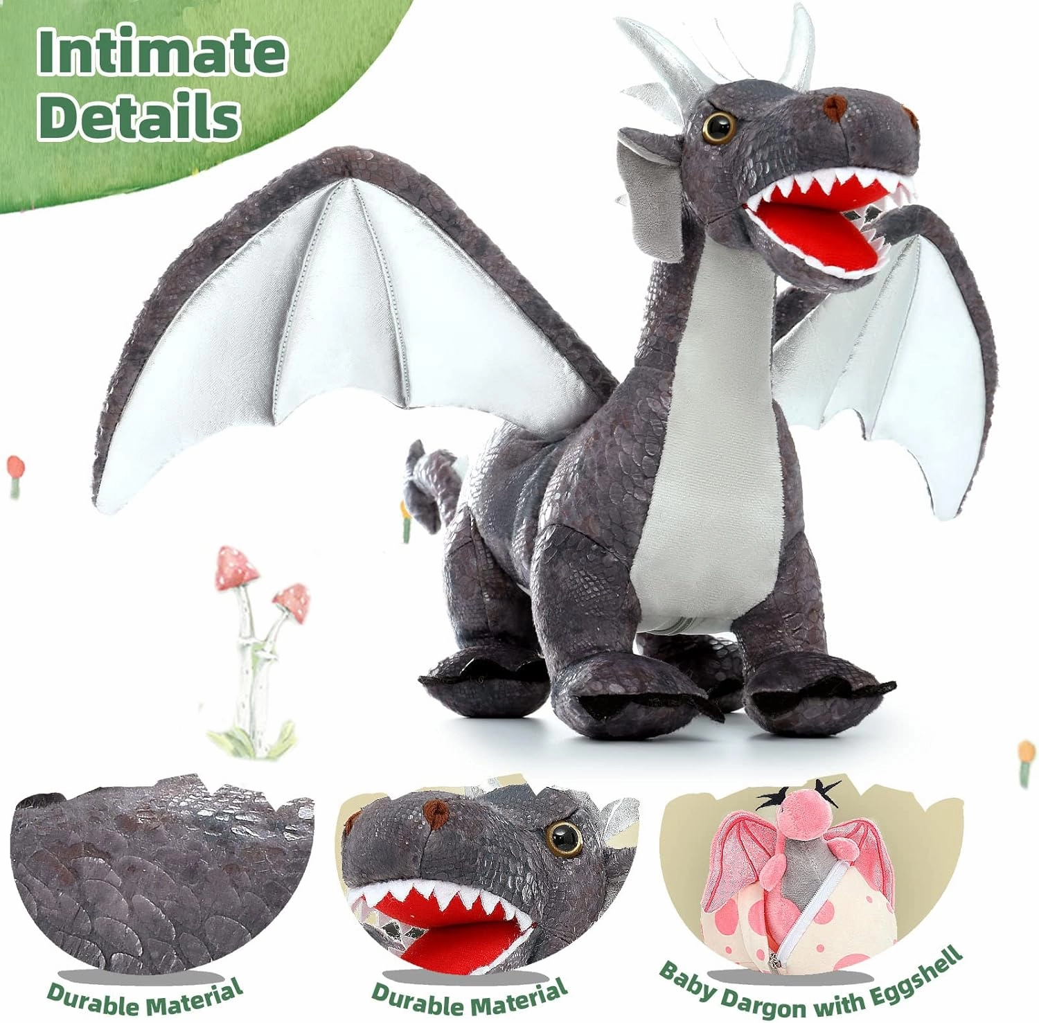 Muiteiur Large Dragon Stuffed Animal Set,21.6 Inch Mommy Dragon with 4 Baby Dragon Plush 2 Eggs,Soft Dragon Plush Toy Gift for Kids Boys Girls