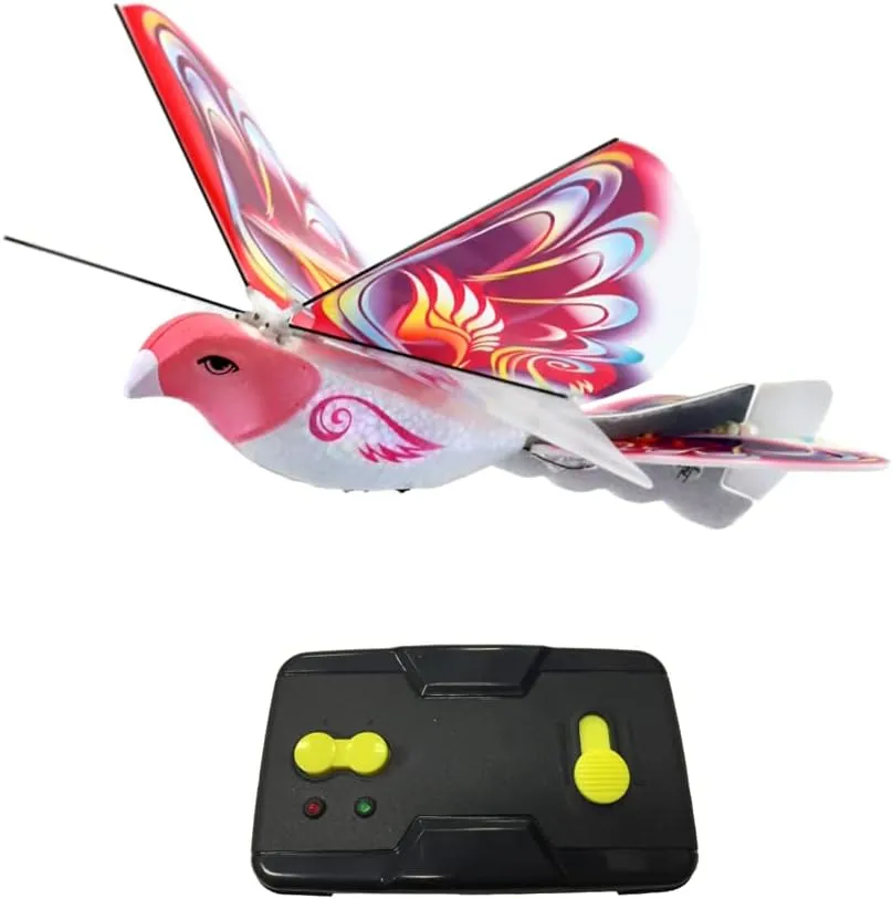MUKIKIM eBird Pink Butterfly - Flying RC Bird Drone Toy for Kids. Indoor/Outdoor Remote Control Bionic Flapping Wings Bird Helicopter. USB Recharging. Creative Child Preferred Choice Award Winner