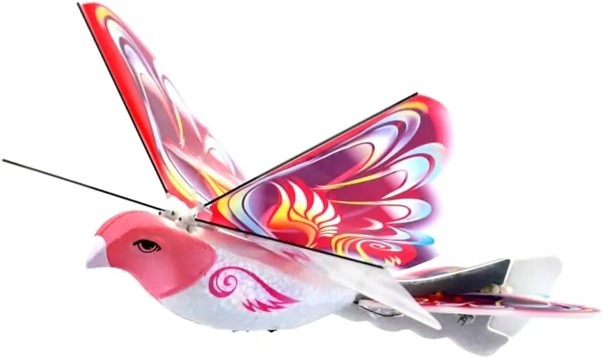 MUKIKIM eBird Pink Butterfly - Flying RC Bird Drone Toy for Kids. Indoor/Outdoor Remote Control Bionic Flapping Wings Bird Helicopter. USB Recharging. Creative Child Preferred Choice Award Winner