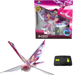 MUKIKIM eBird Pink Butterfly - Flying RC Bird Drone Toy for Kids. Indoor/Outdoor Remote Control Bionic Flapping Wings Bird Helicopter. USB Recharging. Creative Child Preferred Choice Award Winner